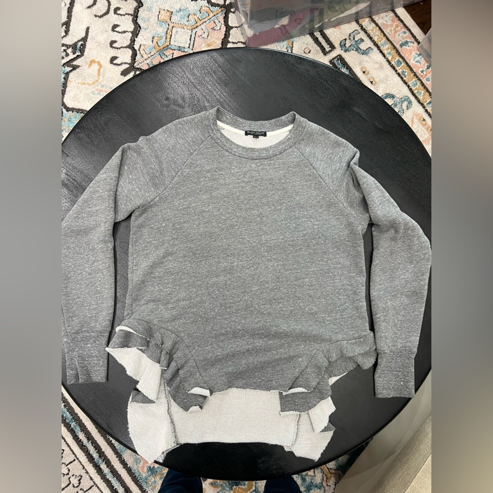 🪻🩶Black Orchid🩶🪻High Low Side Ruffle Grey Crewneck Sweatshirt Size Small